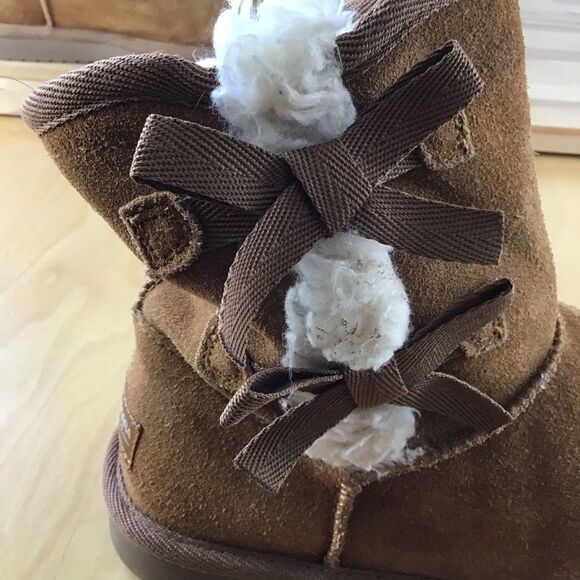 UGG tan suede leather Koolaburra black flat boots sherpa size 4 - Picture 11 of 16